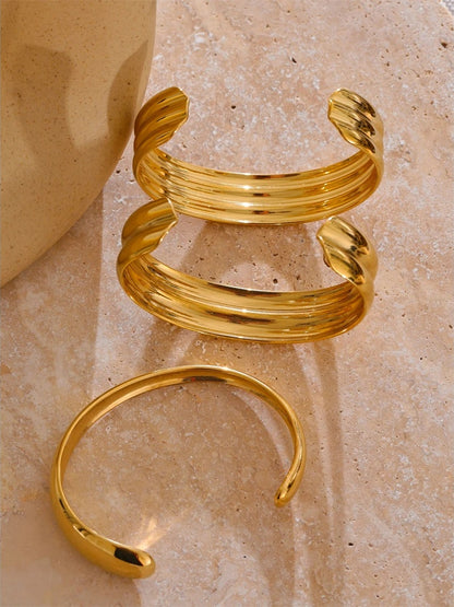 Smooth layered textured water resistant cuff women bracelet - product image