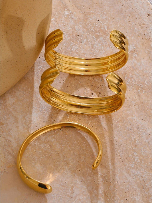 Smooth layered textured water resistant cuff women bracelet - product image
