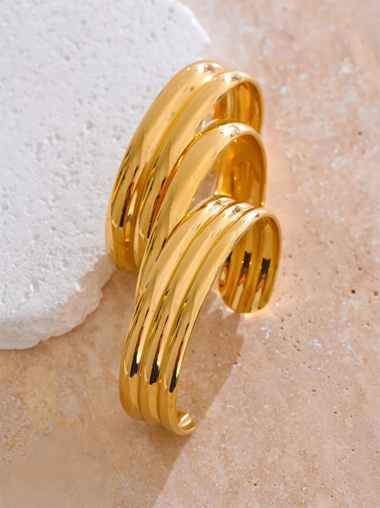Smooth layered textured water resistant cuff women bracelet - product image