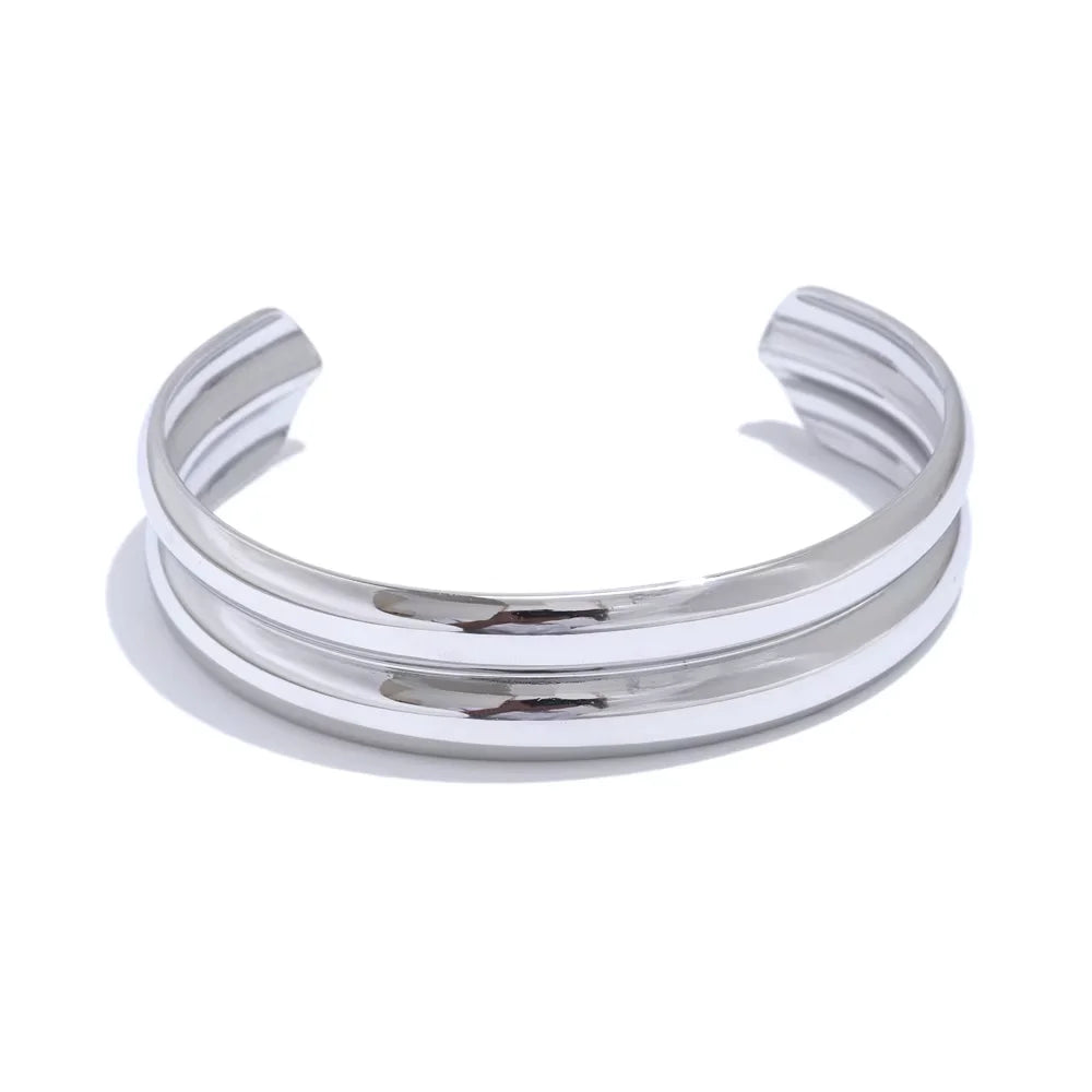 Smooth layered textured water resistant cuff women bracelet - product image