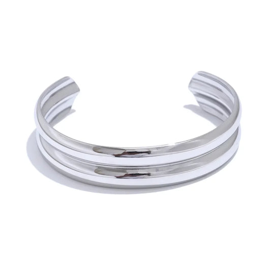 Smooth layered textured water resistant cuff women bracelet - product image