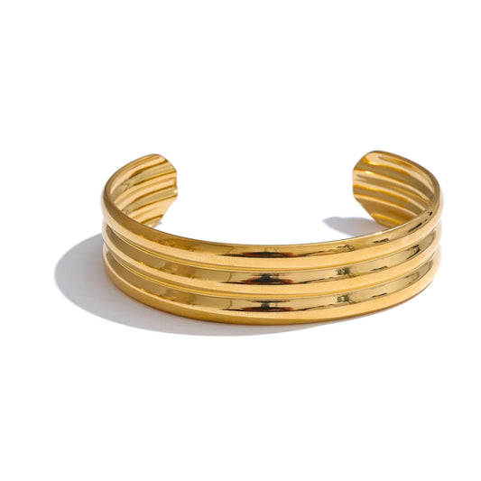 Smooth layered textured water resistant cuff women bracelet - product image