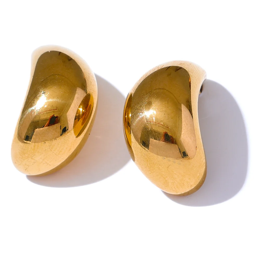 Smooth metal abstract hoop earrings daily fashion - product image
