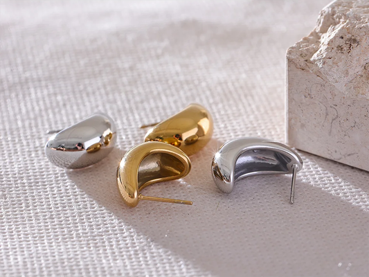 Smooth metal abstract hoop earrings daily fashion - product image
