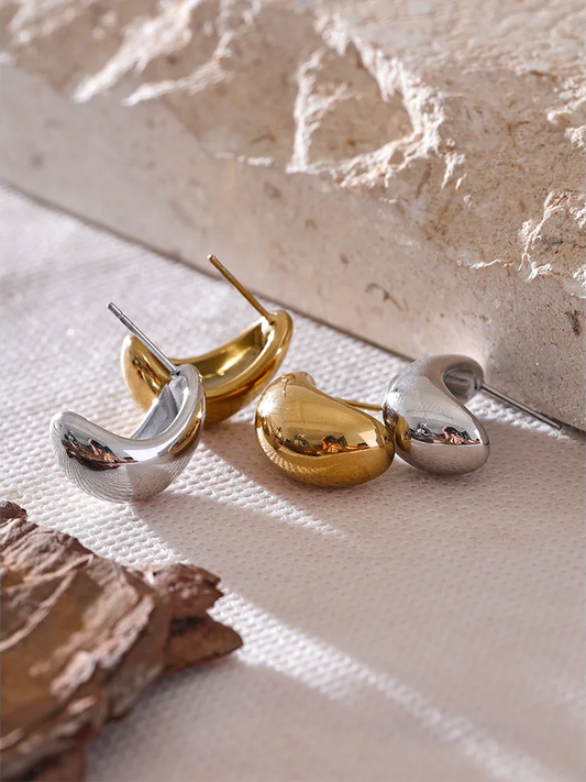 Smooth metal abstract hoop earrings daily fashion - product image