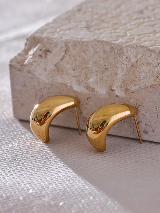 Smooth metal abstract hoop earrings daily fashion - product image