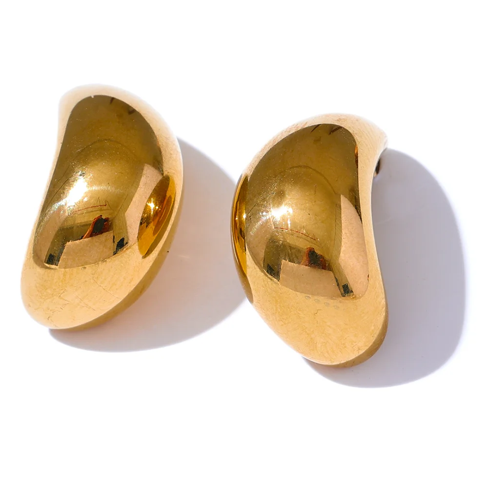 Smooth metal abstract hoop earrings daily fashion - product image