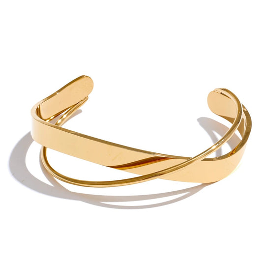 Smooth metal contemporary cuff open bracelet bangle women - product image