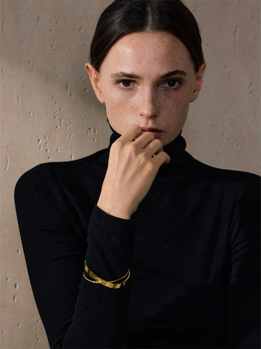 Smooth metal contemporary cuff open bracelet bangle women - product image