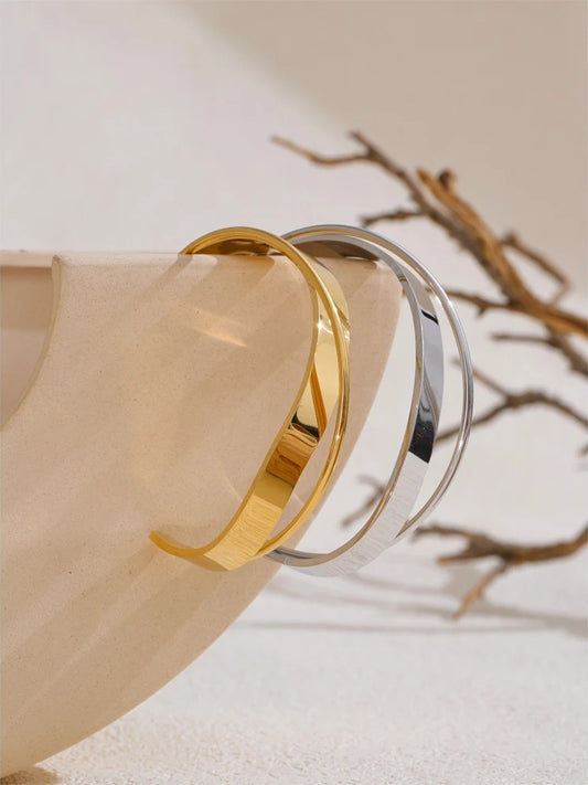 Smooth metal contemporary cuff open bracelet bangle women - product image