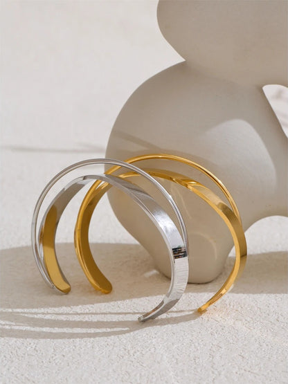 Smooth metal contemporary cuff open bracelet bangle women - product image