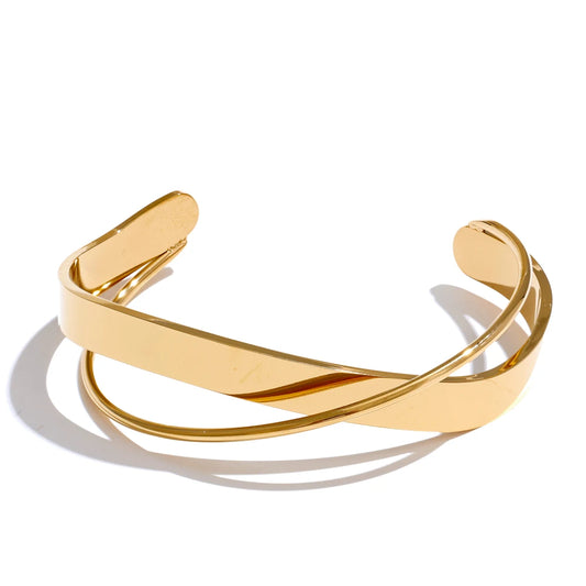 Smooth metal contemporary cuff open bracelet bangle women - product image