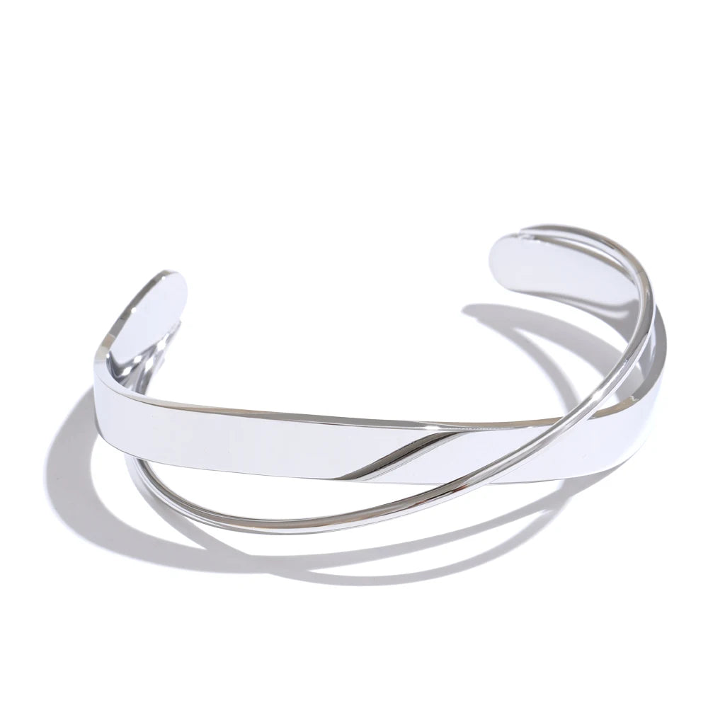 Smooth metal contemporary cuff open bracelet bangle women - product image
