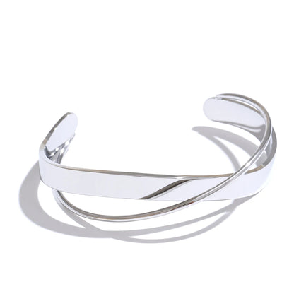 Smooth metal contemporary cuff open bracelet bangle women - product image