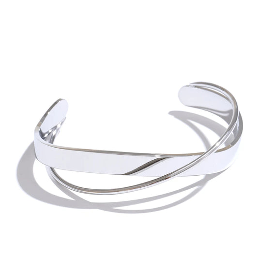 Smooth metal contemporary cuff open bracelet bangle women - product image