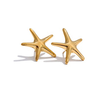 Smooth Metal Starfish Stud Earrings