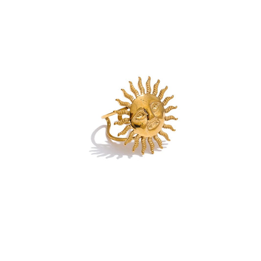 Smooth metal sun face adjustable ring - product image