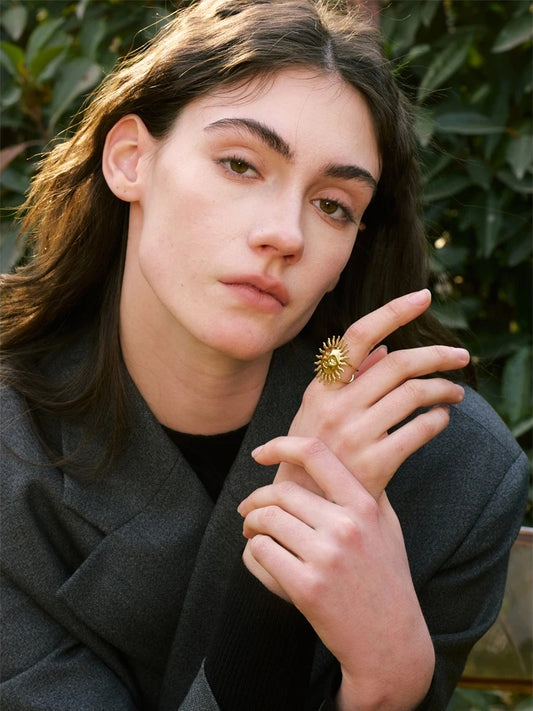 Smooth metal sun face adjustable ring - product image