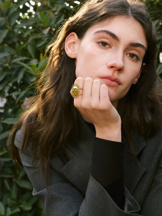 Smooth metal sun face adjustable ring - product image