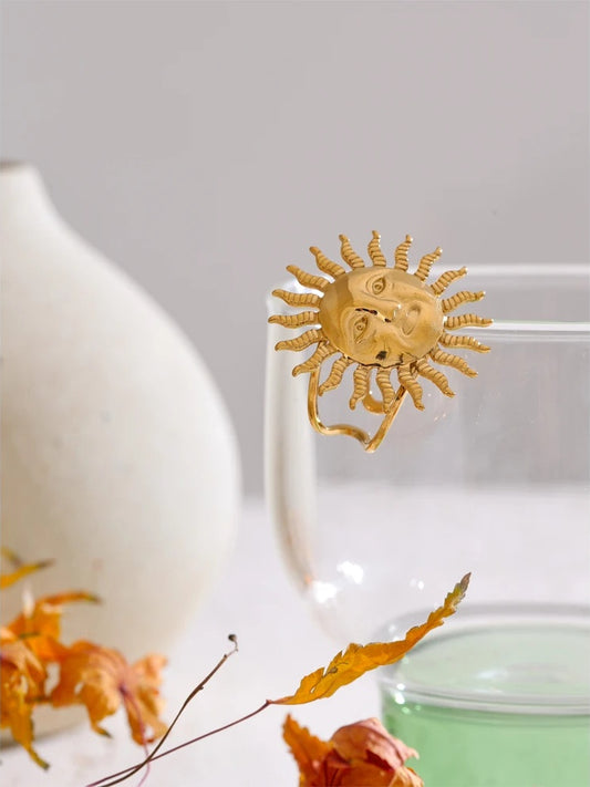 Smooth metal sun face adjustable ring - product image