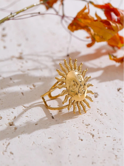 Smooth metal sun face adjustable ring - product image