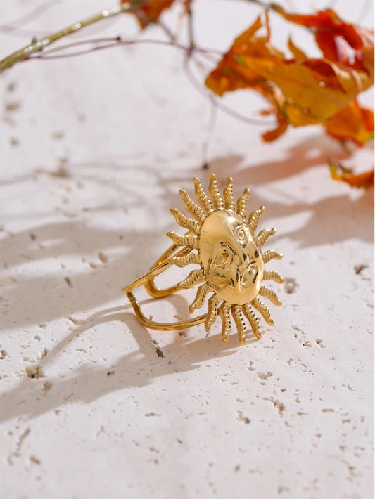 Smooth metal sun face adjustable ring - product image
