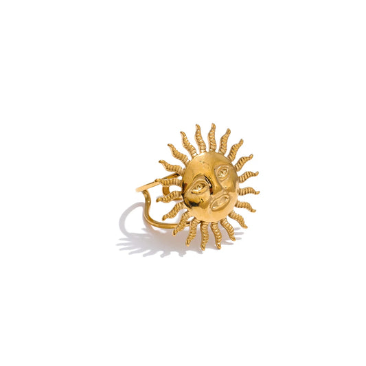 Smooth metal sun face adjustable ring - product image