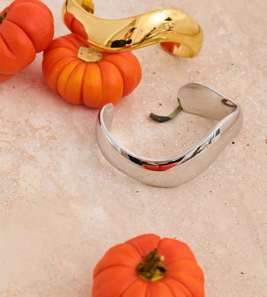 Smooth minimalist cuff open bangle bracelet - product image