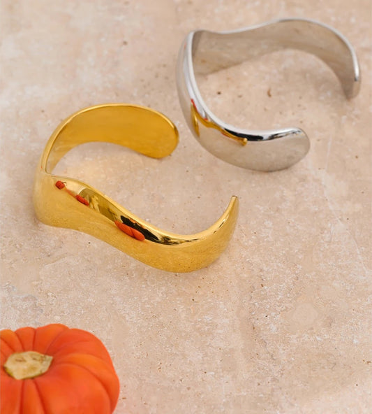 Smooth minimalist cuff open bangle bracelet - product image
