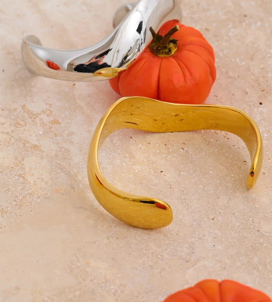 Smooth minimalist cuff open bangle bracelet - product image