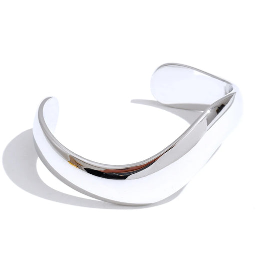 Smooth minimalist cuff open bangle bracelet - product image