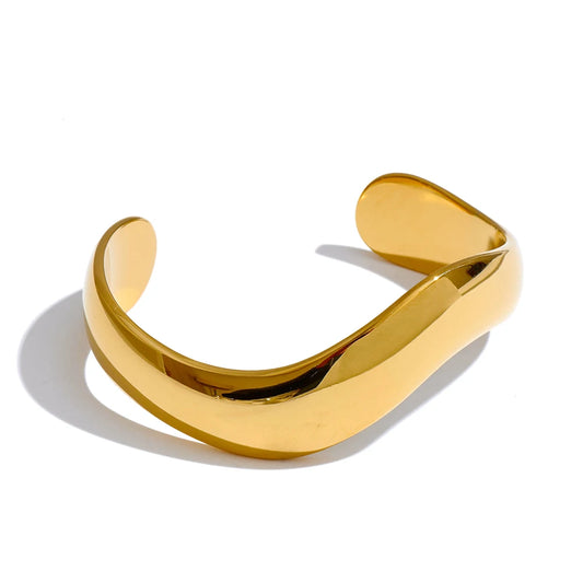 Smooth minimalist cuff open bangle bracelet - product image