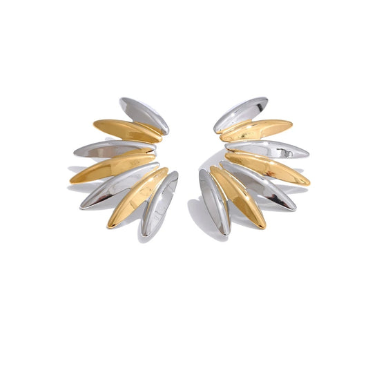 Smooth modern metal stud earrings - product image