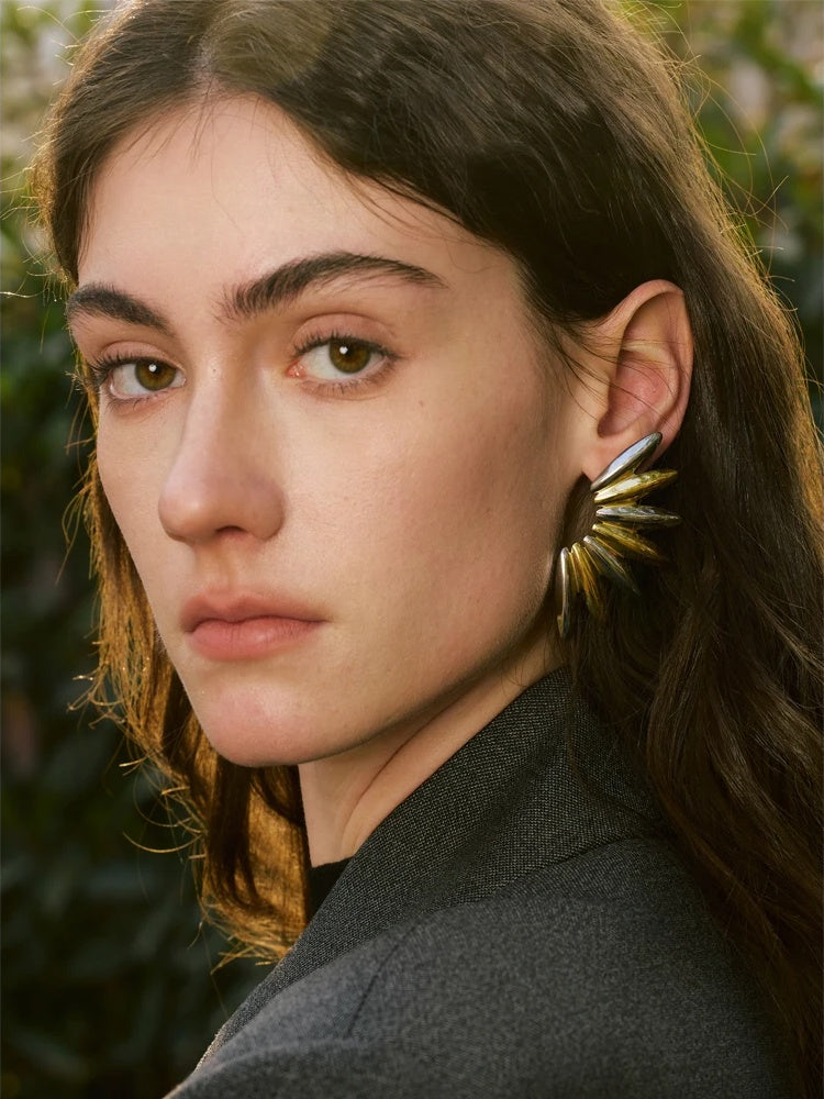 Smooth modern metal stud earrings - product image