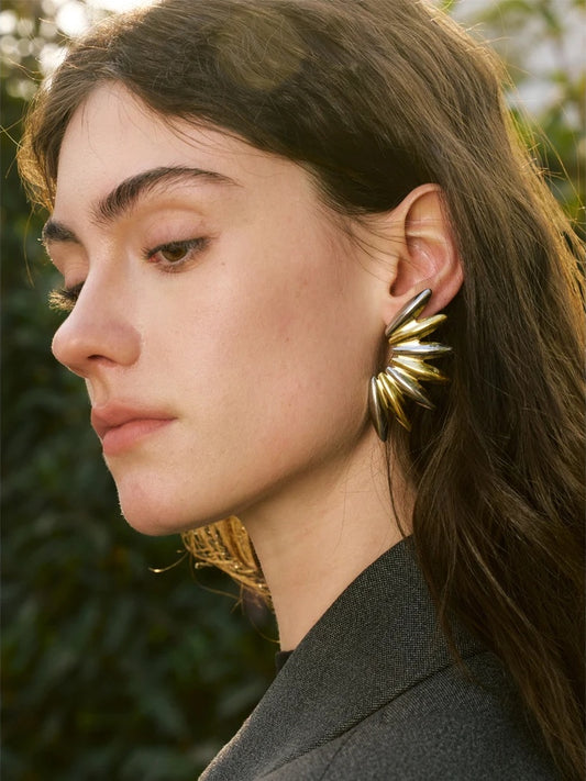 Smooth modern metal stud earrings - product image