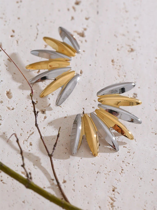 Smooth modern metal stud earrings - product image