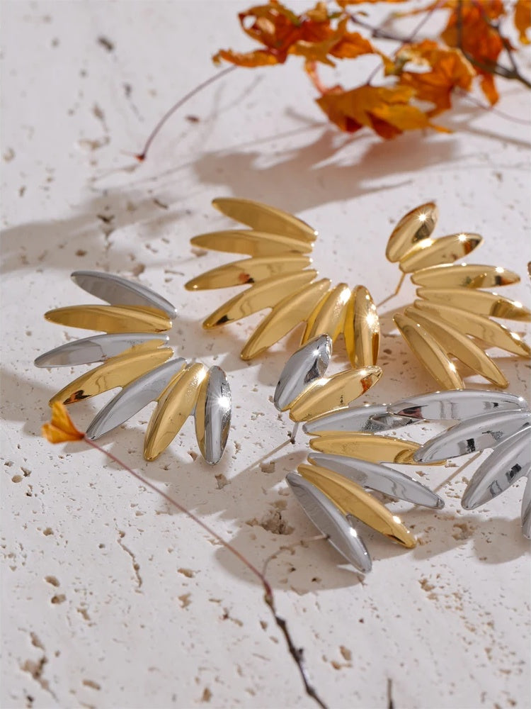 Smooth modern metal stud earrings - product image