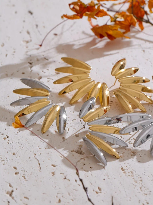 Smooth modern metal stud earrings - product image