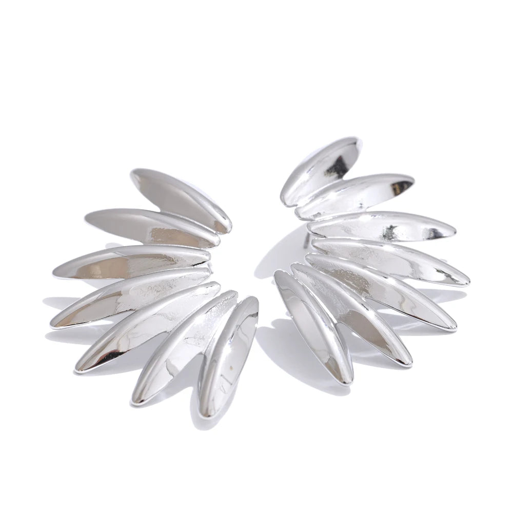 Smooth modern metal stud earrings - product image