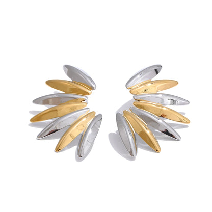 Smooth modern metal stud earrings - product image