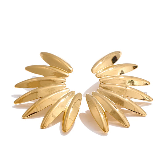 Smooth modern metal stud earrings - product image