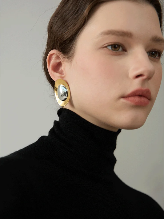 Smooth modern polished stud earrings women - product image