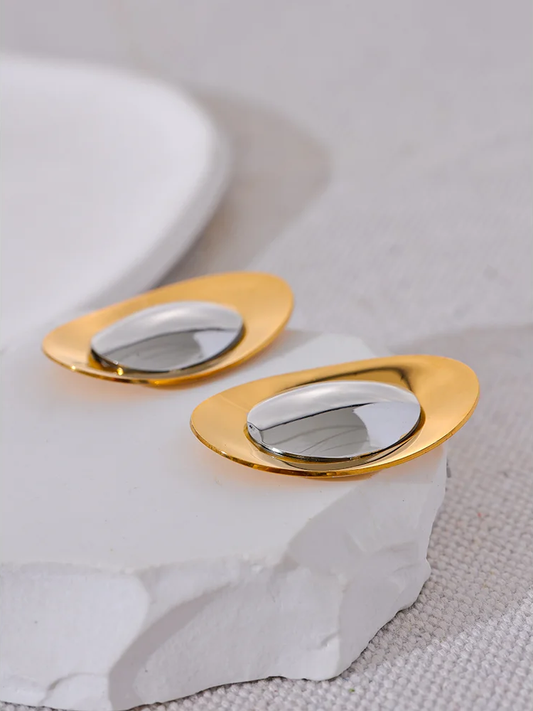 Smooth modern polished stud earrings women - product image