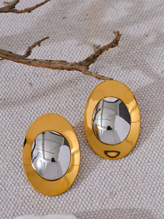 Smooth modern polished stud earrings women - product image
