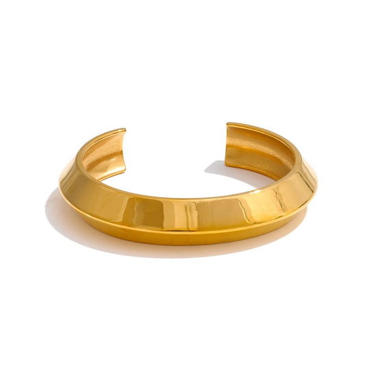 Smooth polished gold cuff bracelet - product image
