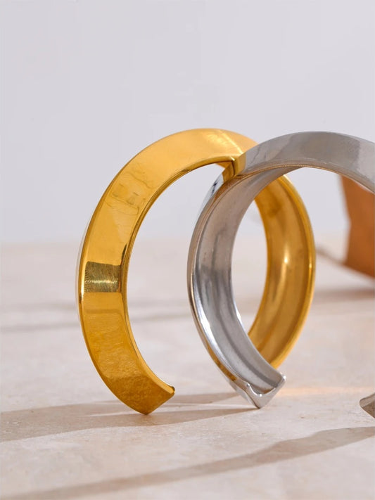 Smooth polished gold cuff bracelet - product image
