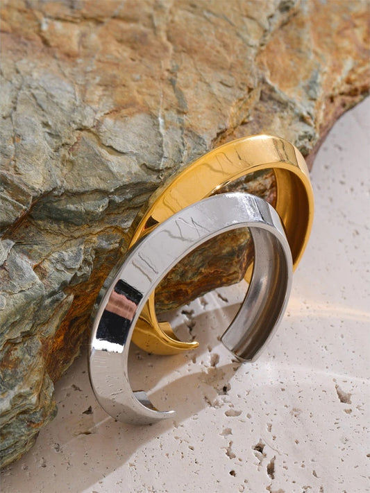 Smooth polished gold cuff bracelet - product image