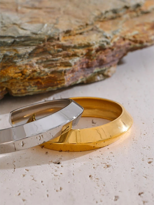 Smooth polished gold cuff bracelet - product image