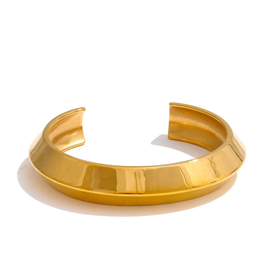Smooth polished gold cuff bracelet - product image