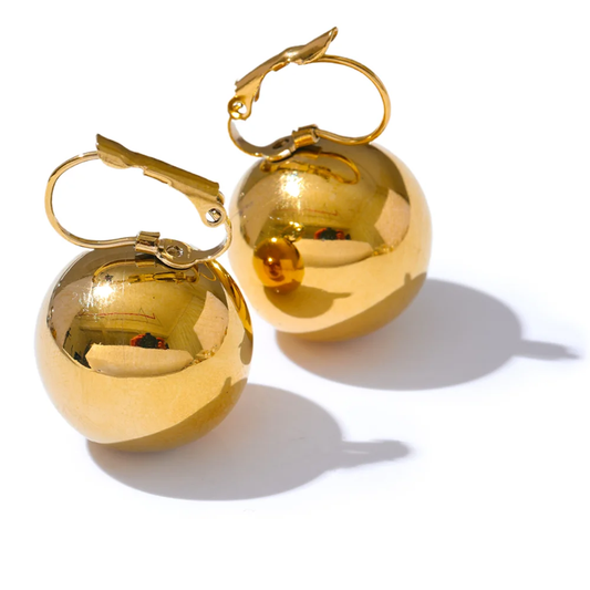 Smooth round big hoop metal charm earrings - product image